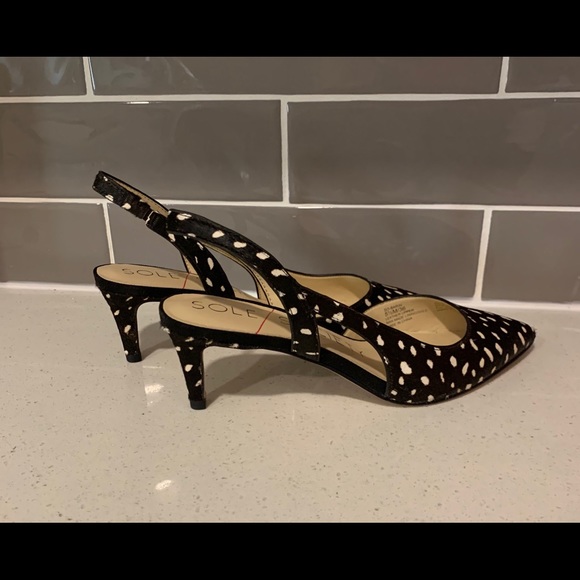 Sole Society Black Cream Spotted Haircalf Heels - Picture 3 of 5